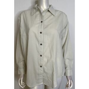 Patagonia Shirt Womens S M Green & White Gingham Side Pockets LS Cotton Blend